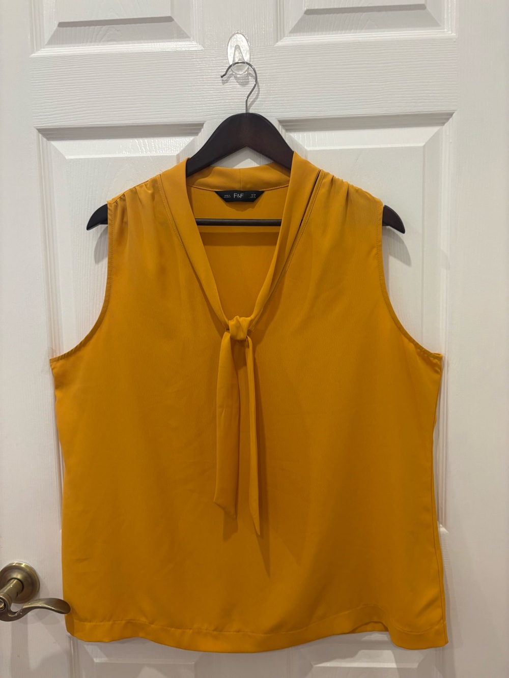 F&F Mustard Yellow Tie-Neck Sleeveless Blouse